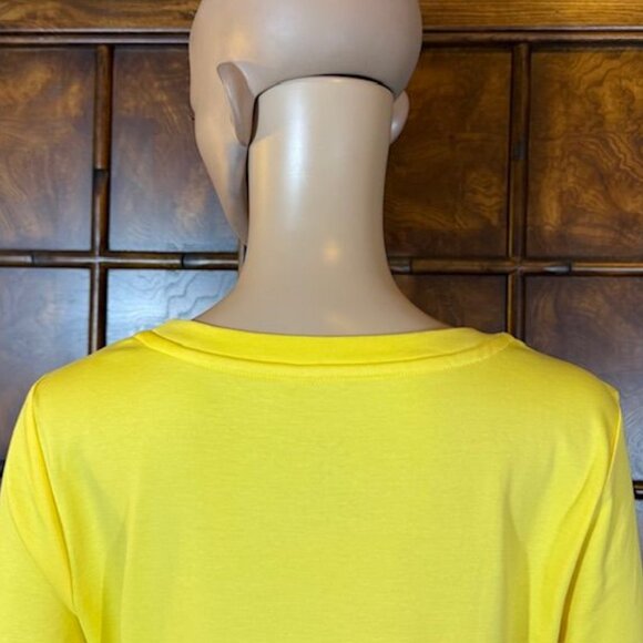 NWOT Isaac Mizrahi Live! Yellow Pima Cotton 3/4 Sleeve Side Slit Scoop Neck Top - Picture 11 of 14